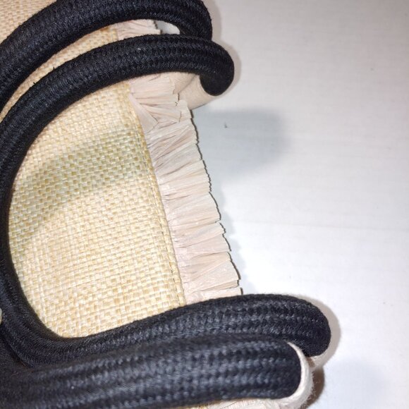 Stella & Dot Embroidered Palm Straw Fringed Tote With Rope Handles - Picture 12 of 13